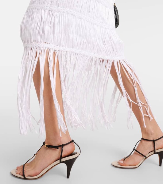 Yarra fringed cotton midi skirt