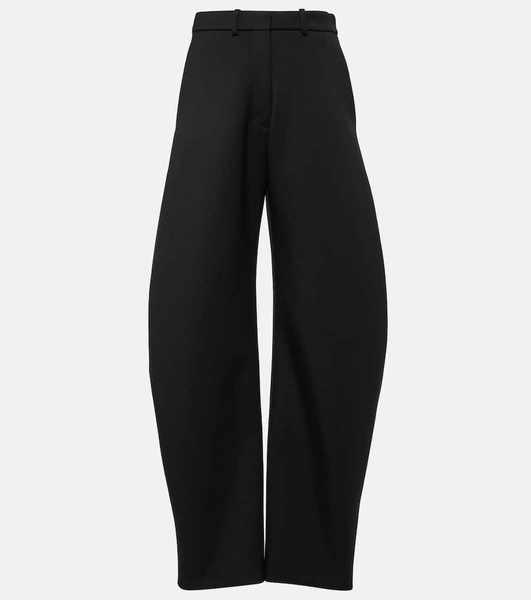 High-rise wool barrel-leg pants