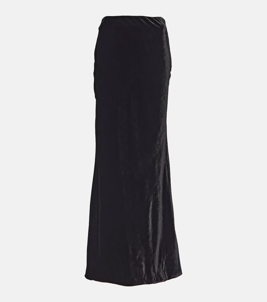 High-rise silk-blend maxi skirt