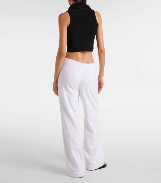 Low-rise cotton terry straight pants