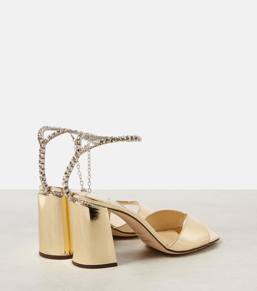 Saeda 85 embellished metallic leather sandals