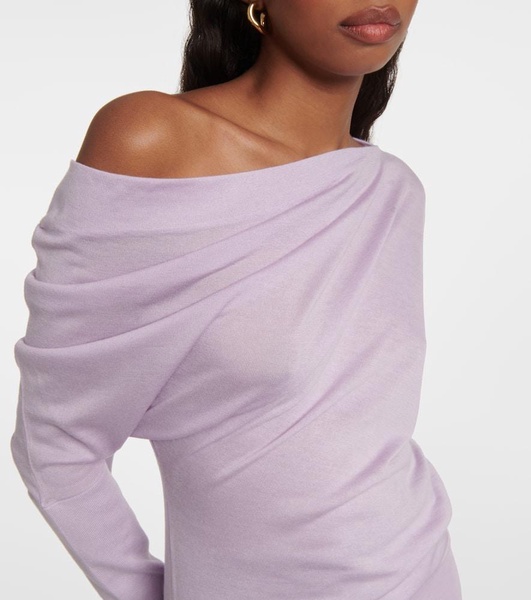 Off-shoulder cashmere and silk sweater