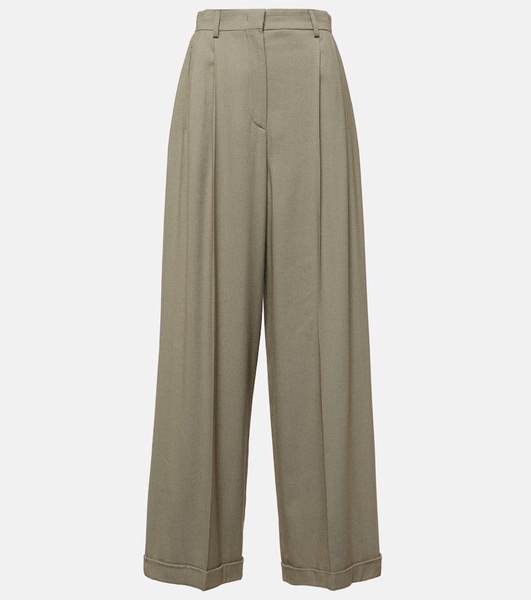 Mid-rise wide-leg pants