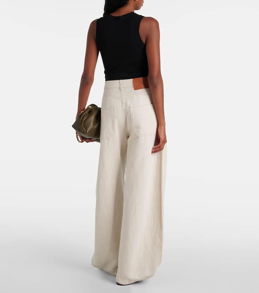 Balloon cotton and linen wide-leg pants