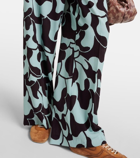 Printed crêpe palazzo pants