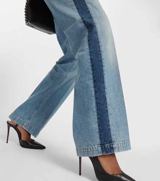 Paneled high-rise wide-leg jeans