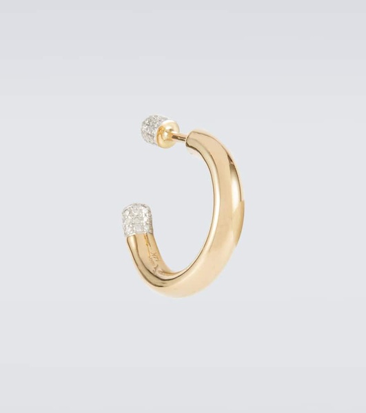 Tube Small 14kt gold single earring with diamonds