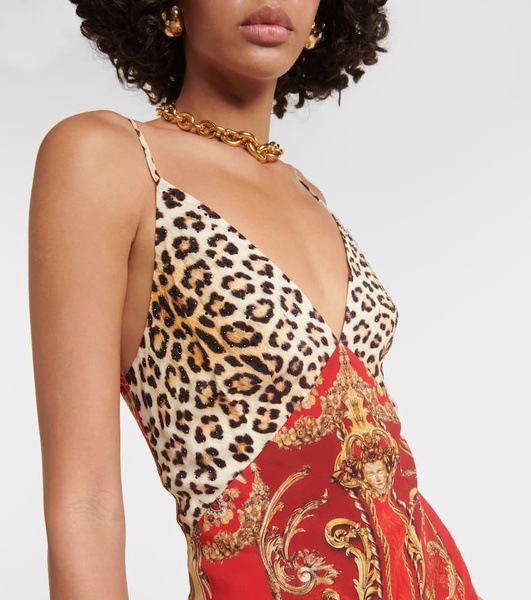 Printed silk slip dress