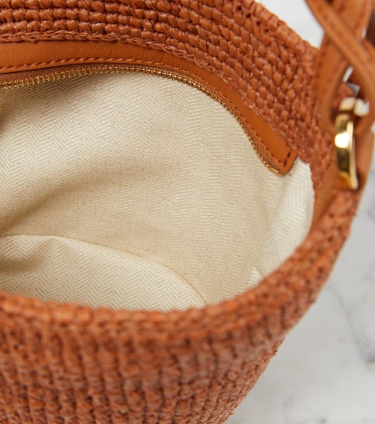 Slit Small raffia basket bag