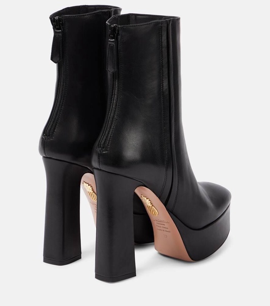 Groove leather platform ankle boots