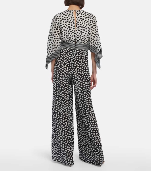 Printed wide-leg silk jumpsuit