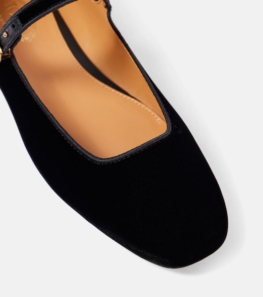 Velvet Mary Jane flats