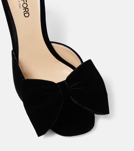 Brigitte 85 bow-detail velvet mule