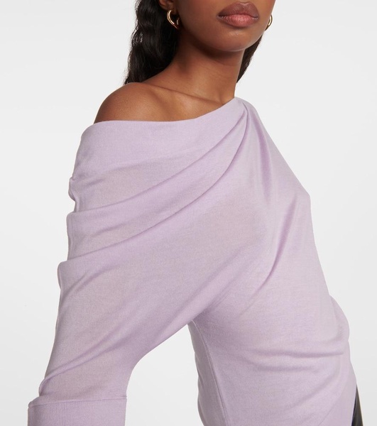 Off-shoulder cashmere and silk sweater