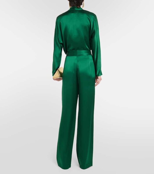 High-rise silk satin wide-leg pants