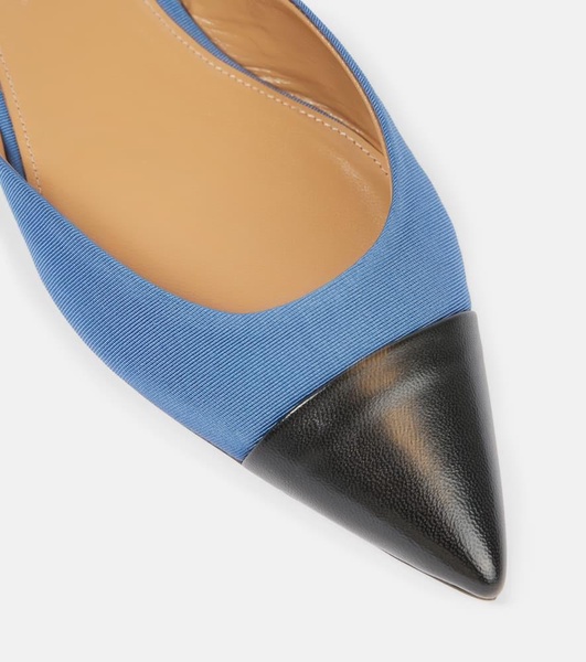 Milanese leather-trimmed slingback flats