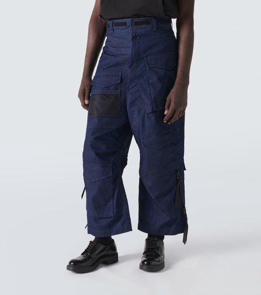 Deconstructed denim cargo pants