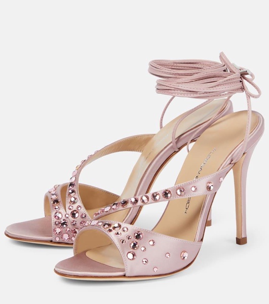 Crystal-embellished satin sandals