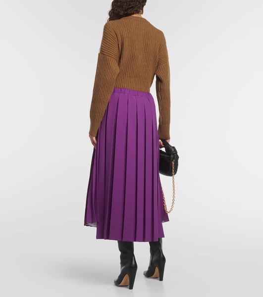 Pleated jersey midi skirt