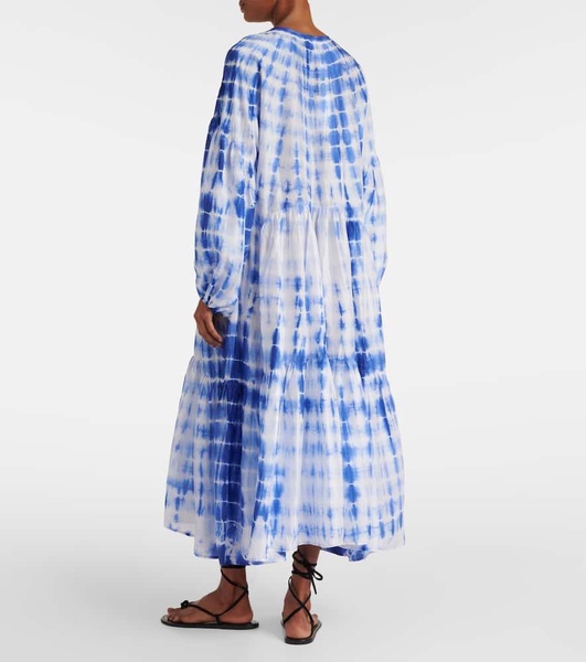 Amelia tie-dye tiered silk midi dress