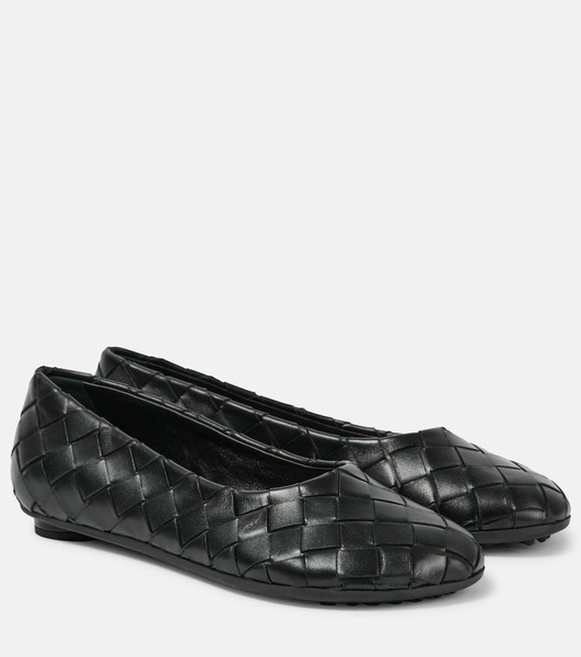 Intrecciato leather ballet flats