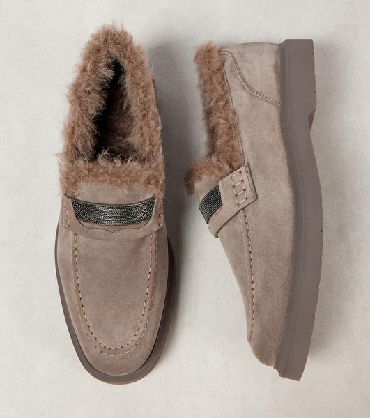 Monili shearling-lined suede loafers