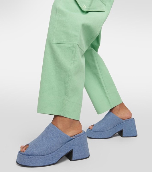 Platform denim mules