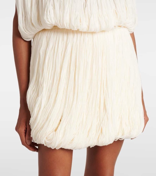 Fringed wool miniskirt