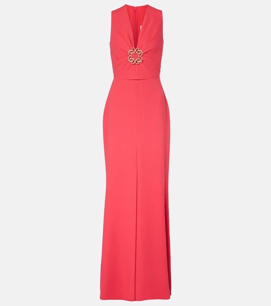 Gathered embellished cady gown