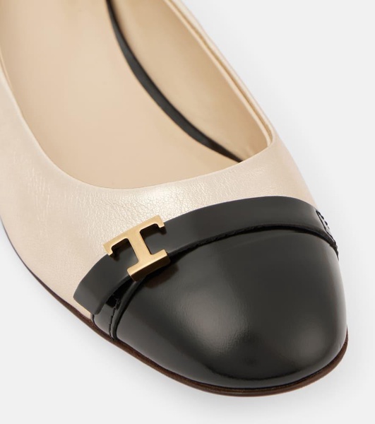 Metallic leather ballet flats