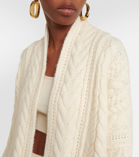 Cable-knit cashmere and mohair cardigan