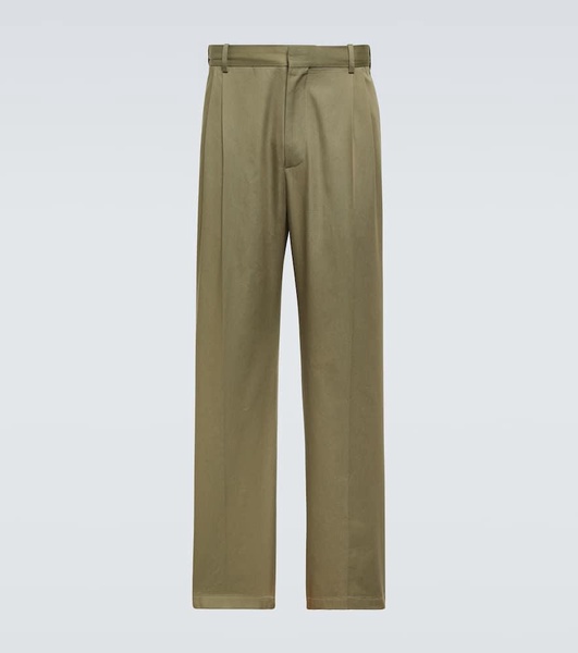 Cotton twill straight pants