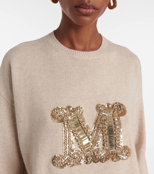 Logo embellished wool and cashmere sweater