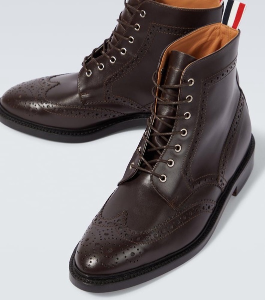 Leather lace-up brogue boots