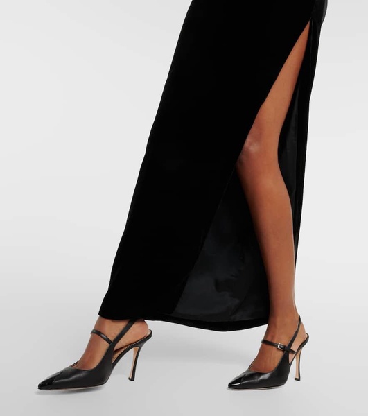 Ruched cutout velvet gown