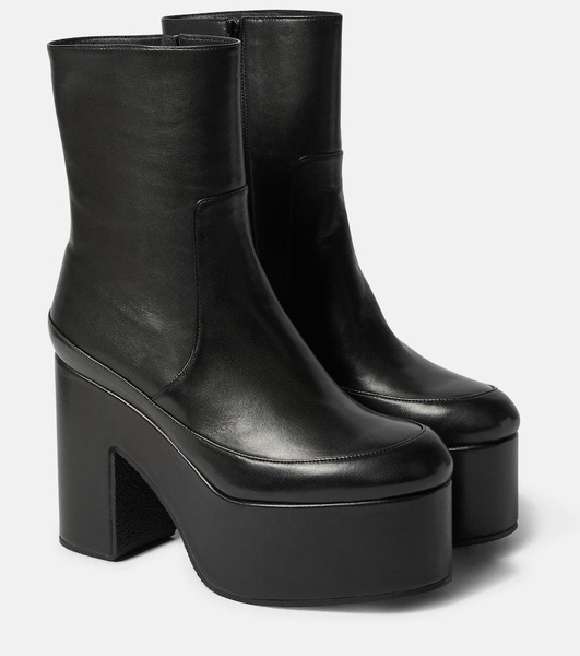 Leather platform ankle boots