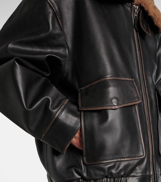 Santiago shearling-trimmed leather jacket