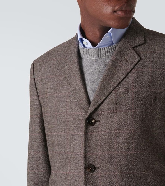 Deconstructed checked wool and cotton coat