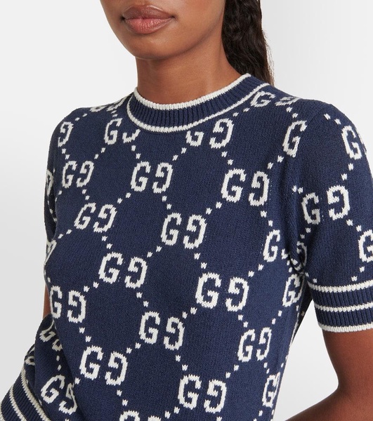 GG jacquard cotton-blend top