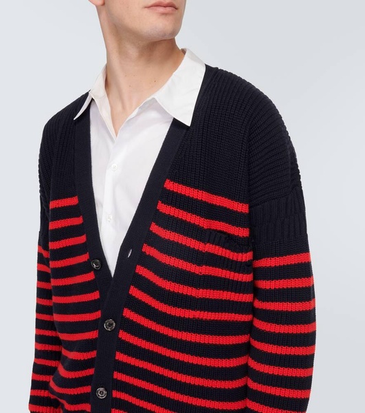 Striped virgin wool cardigan