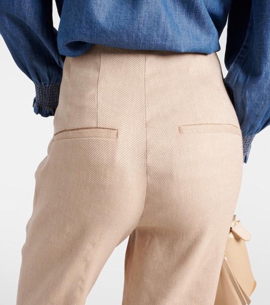 Komi linen-blend twill flared pants