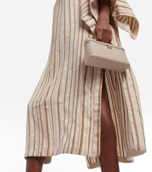 Striped linen-blend midi dress