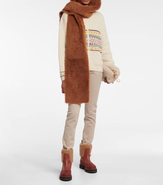 Hooded shearling scarf