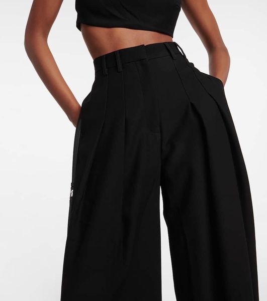 Pleated crêpe wide-leg pants