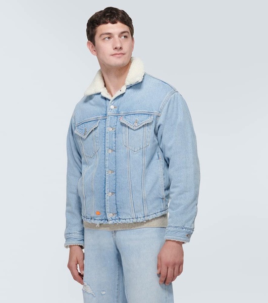 Faux fur-trimmed denim jacket