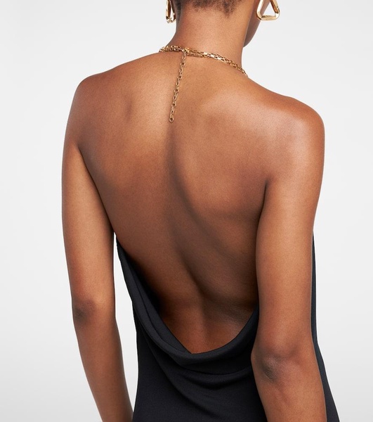 Backless Column Gown with Chain Detail