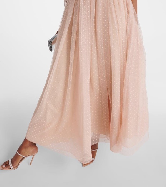 Embellished tulle maxi dress