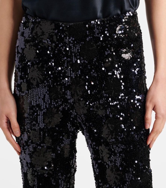 Sequin high-rise flare pants