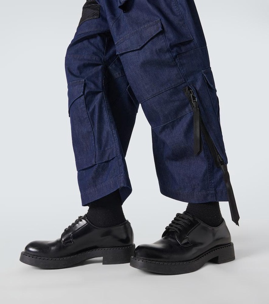 Deconstructed denim cargo pants