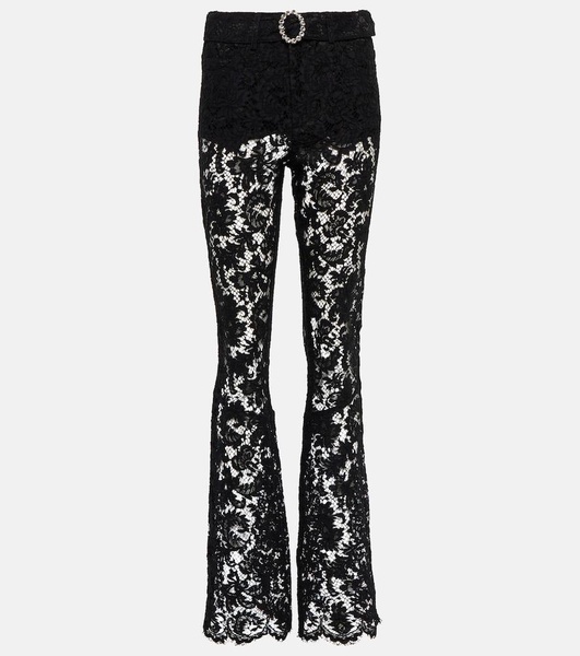 Floral high-rise lace pants